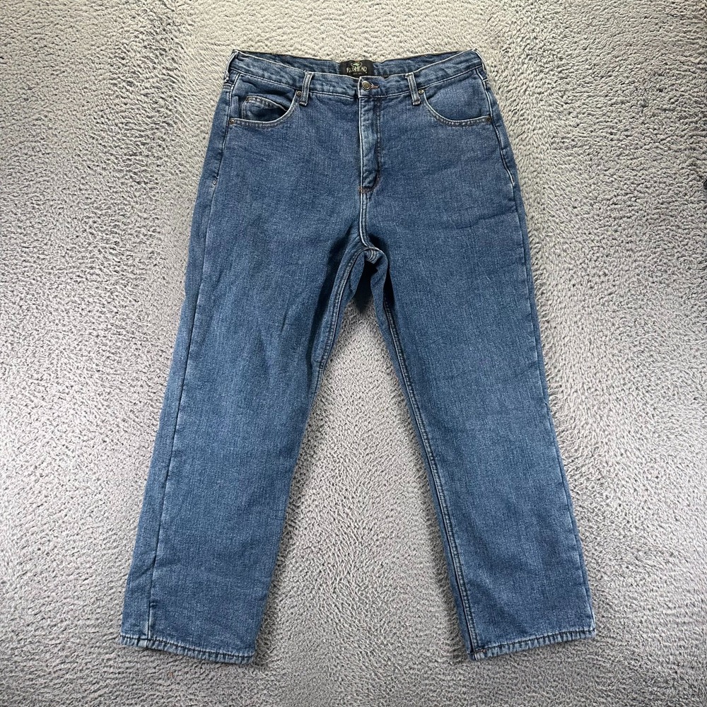 RedHead Jeans Mens 36x30 Blue Denim Straight Leg Fleece Lined Travel Workwear